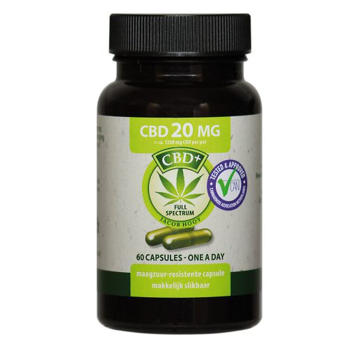 CBD olie Capsules 20 mgr van Jacob Hooy